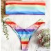 ZAFUL Women's Strapless Rainbow Stripe High Cut Two Piece Bandeau Bikini Set Multicolor B07B3QB2MB